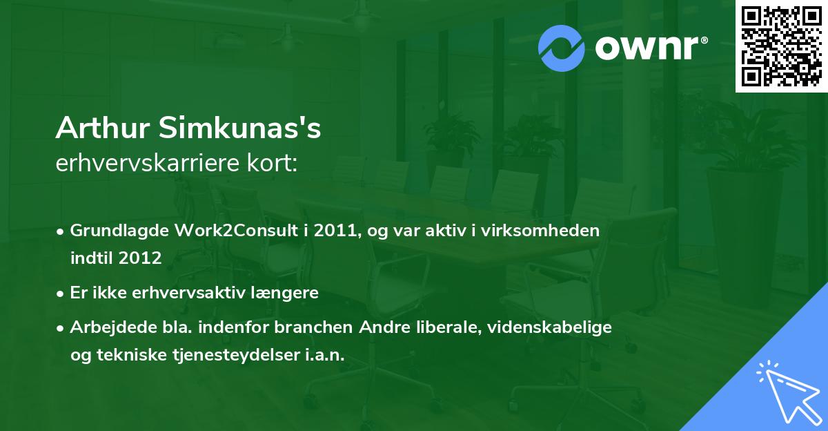 Arthur Simkunas's erhvervskarriere kort