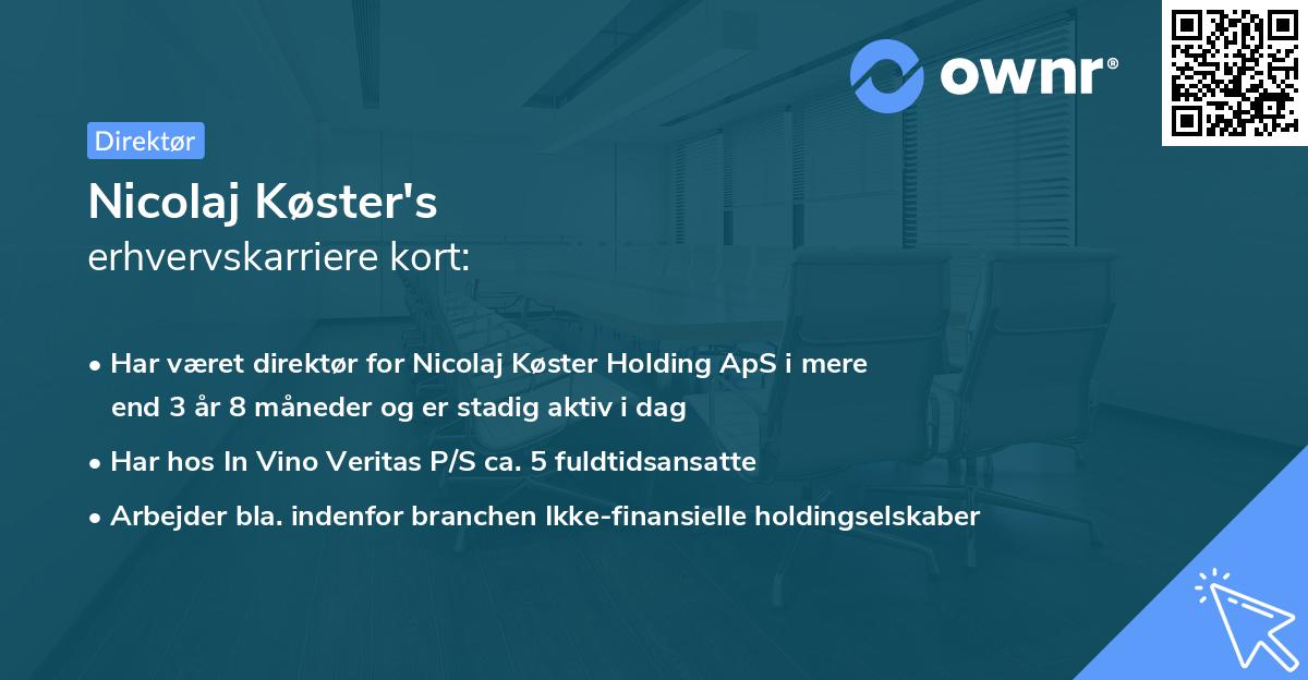 Nicolaj Køster's erhvervskarriere kort