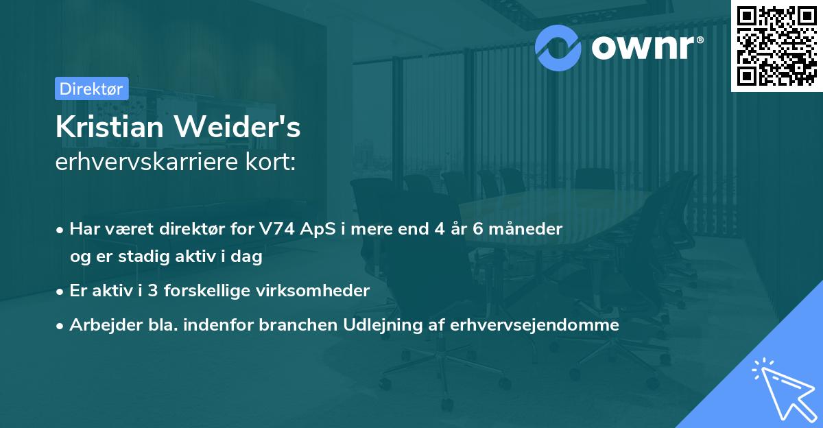 Kristian Weider's erhvervskarriere kort