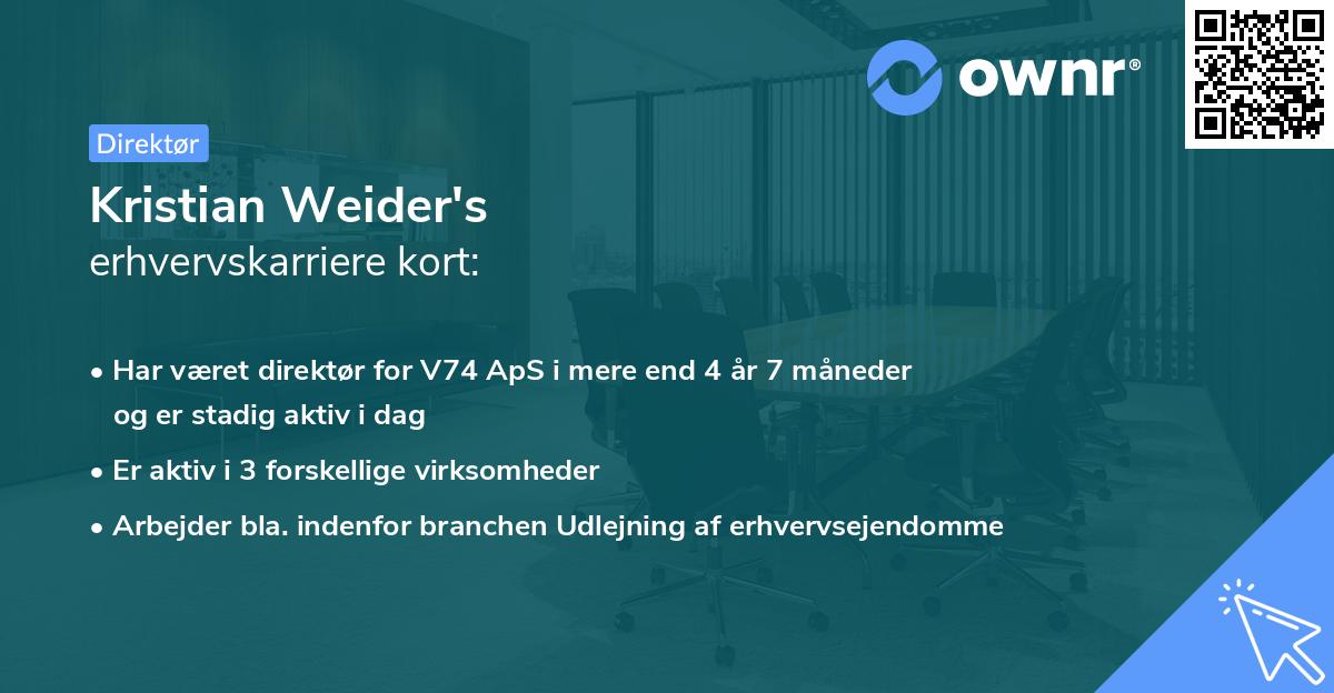 Kristian Weider's erhvervskarriere kort