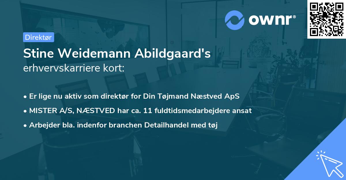 Stine Weidemann Abildgaard's erhvervskarriere kort