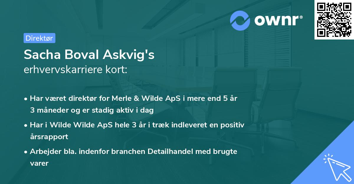 Sacha Boval Askvig's erhvervskarriere kort