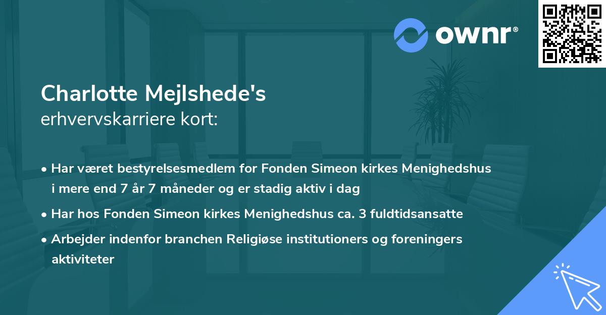 Charlotte Mejlshede's erhvervskarriere kort