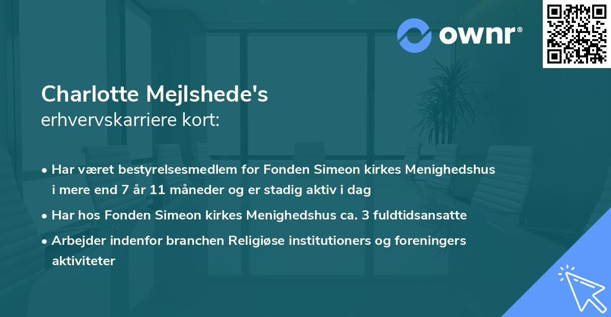 Charlotte Mejlshede's erhvervskarriere kort