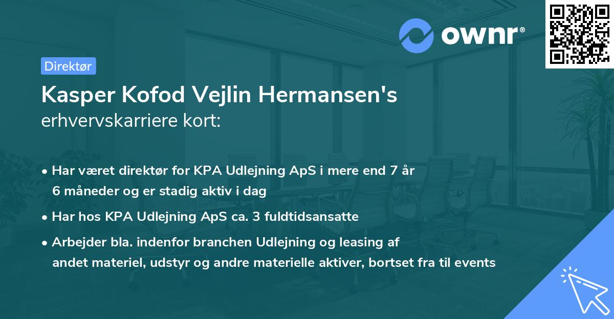 Kasper Kofod Vejlin Hermansen's erhvervskarriere kort