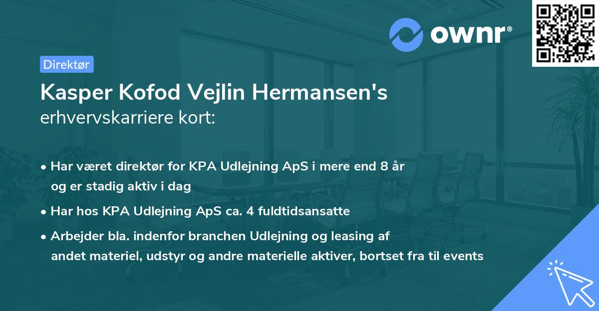 Kasper Kofod Vejlin Hermansen's erhvervskarriere kort