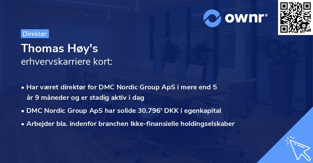 Thomas Høy's erhvervskarriere kort