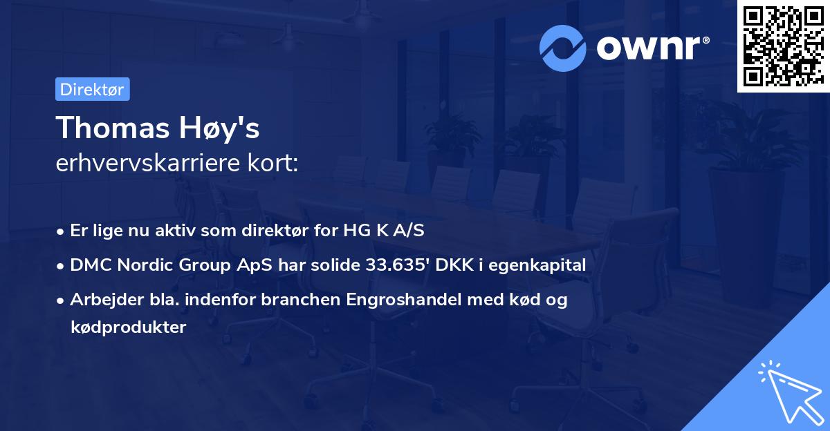 Thomas Høy's erhvervskarriere kort