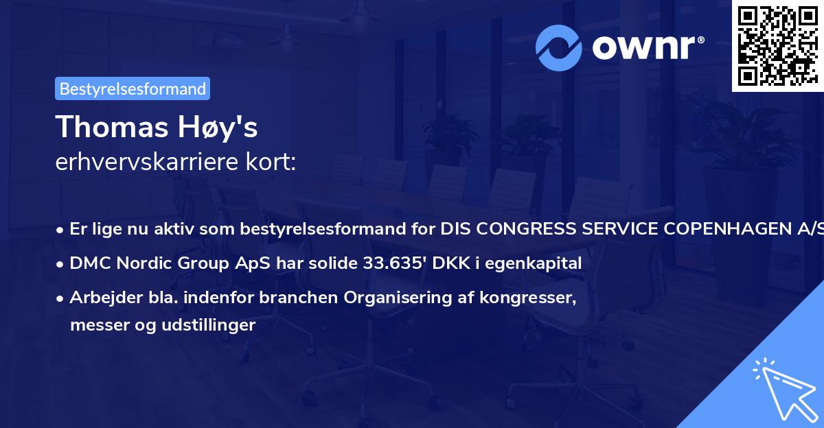 Thomas Høy's erhvervskarriere kort