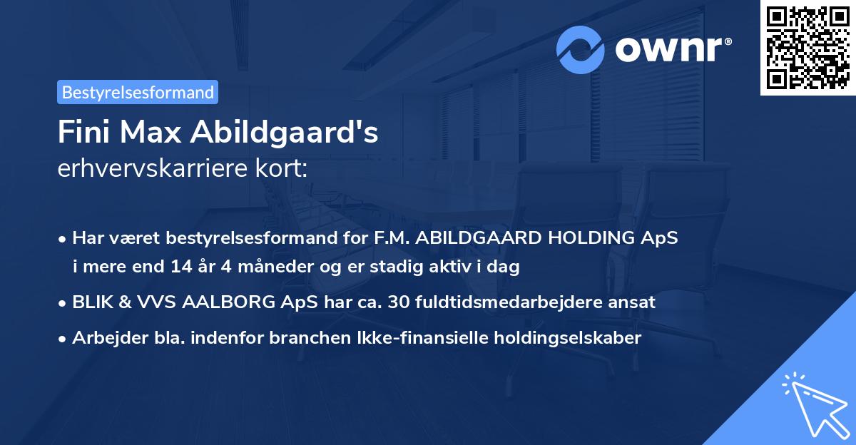 Fini Max Abildgaard's erhvervskarriere kort