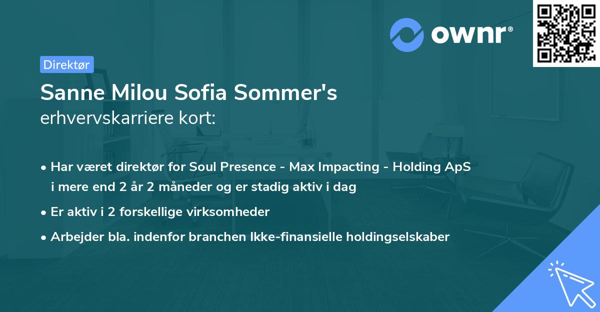 Sanne Milou Sofia Sommer's erhvervskarriere kort