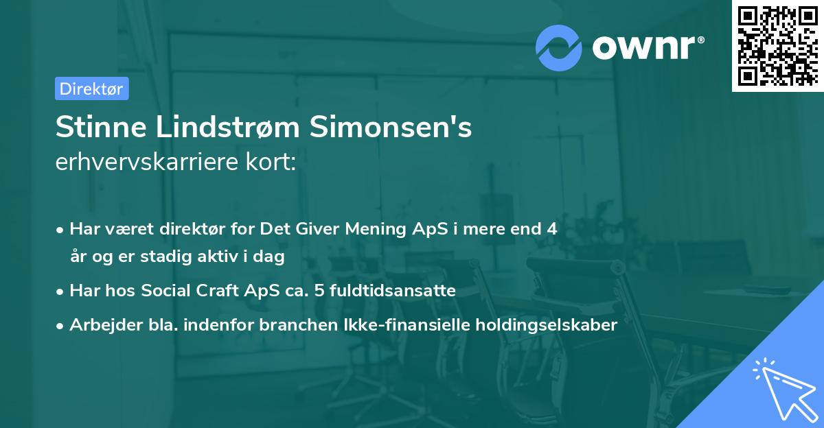Stinne Lindstrøm Simonsen's erhvervskarriere kort
