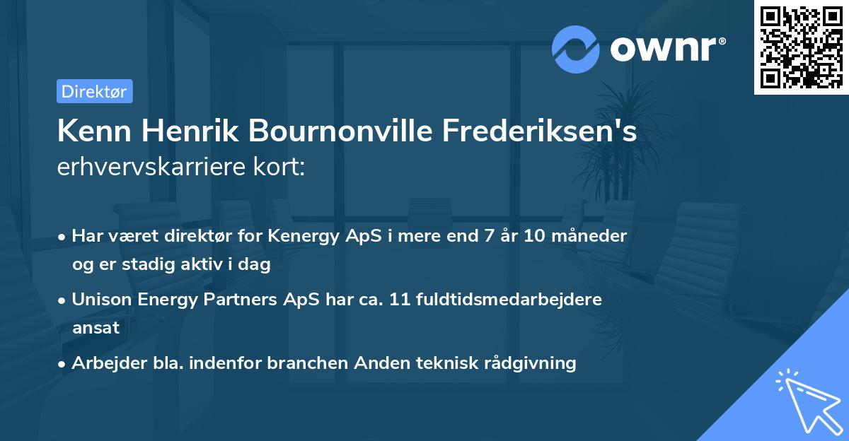 Kenn Henrik Bournonville Frederiksen's erhvervskarriere kort