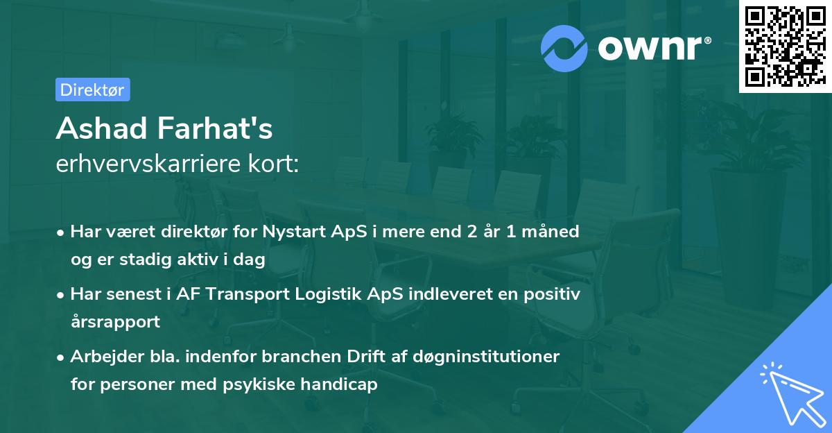 Ashad Farhat's erhvervskarriere kort