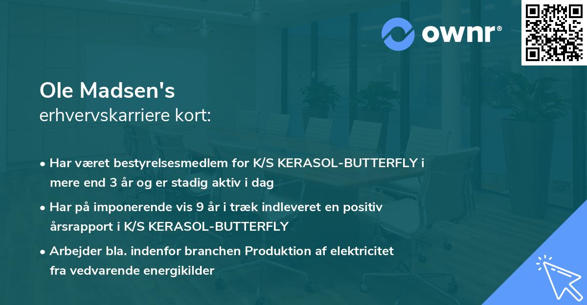 Ole Madsen's erhvervskarriere kort