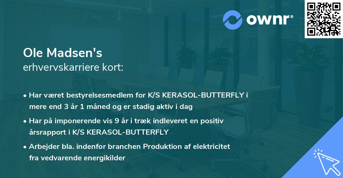 Ole Madsen's erhvervskarriere kort