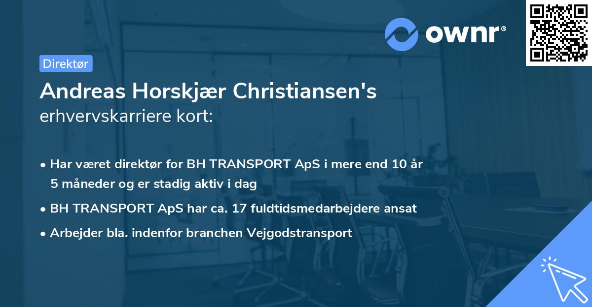 Andreas Horskjær Christiansen's erhvervskarriere kort