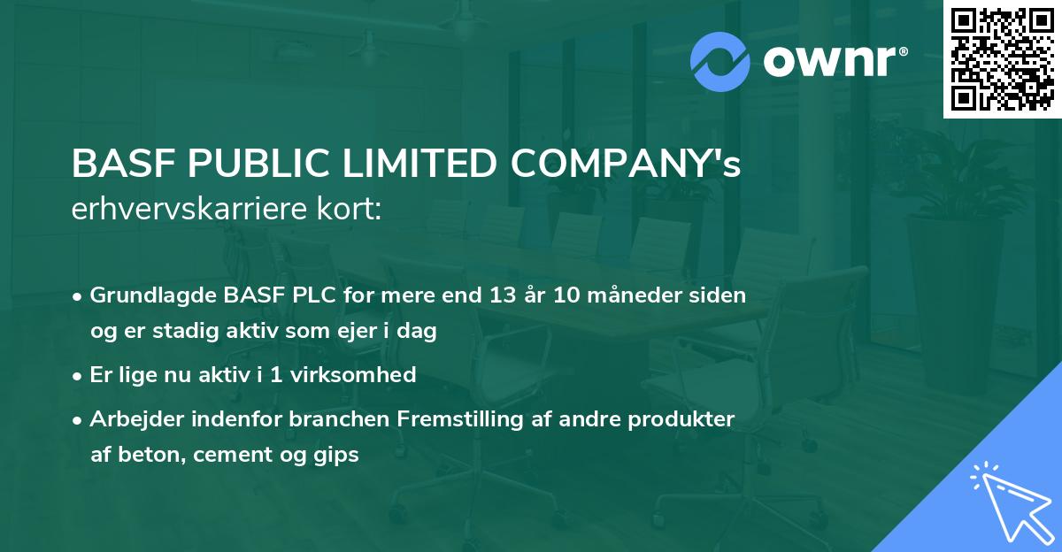 BASF PUBLIC LIMITED COMPANY's erhvervskarriere kort