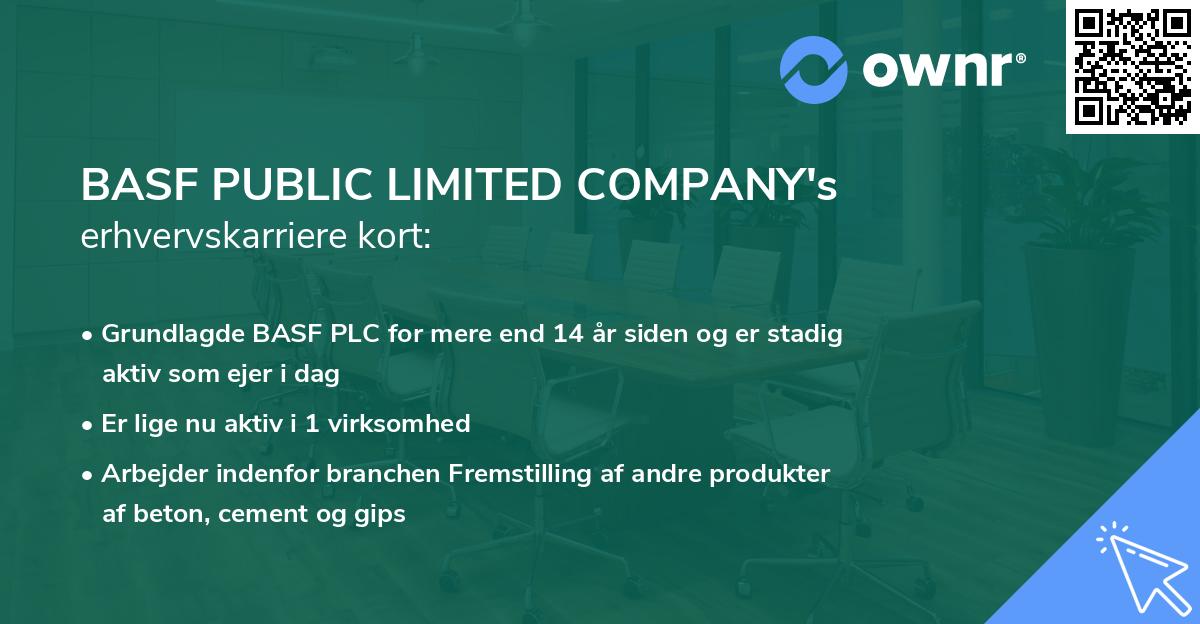 BASF PUBLIC LIMITED COMPANY's erhvervskarriere kort