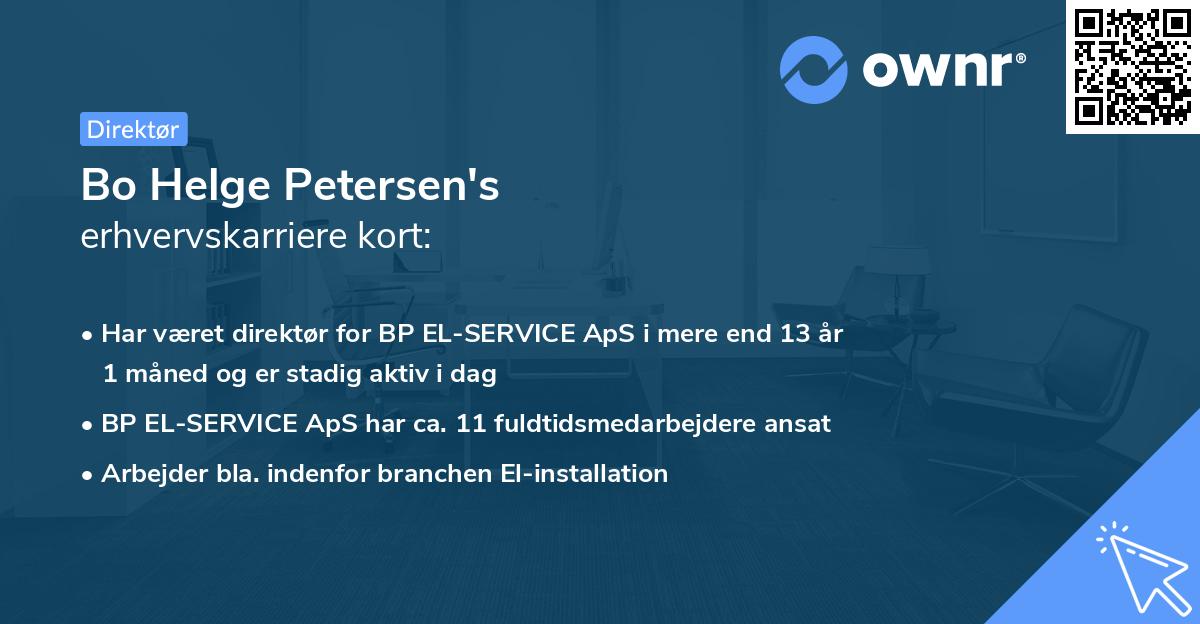 Bo Helge Petersen's erhvervskarriere kort