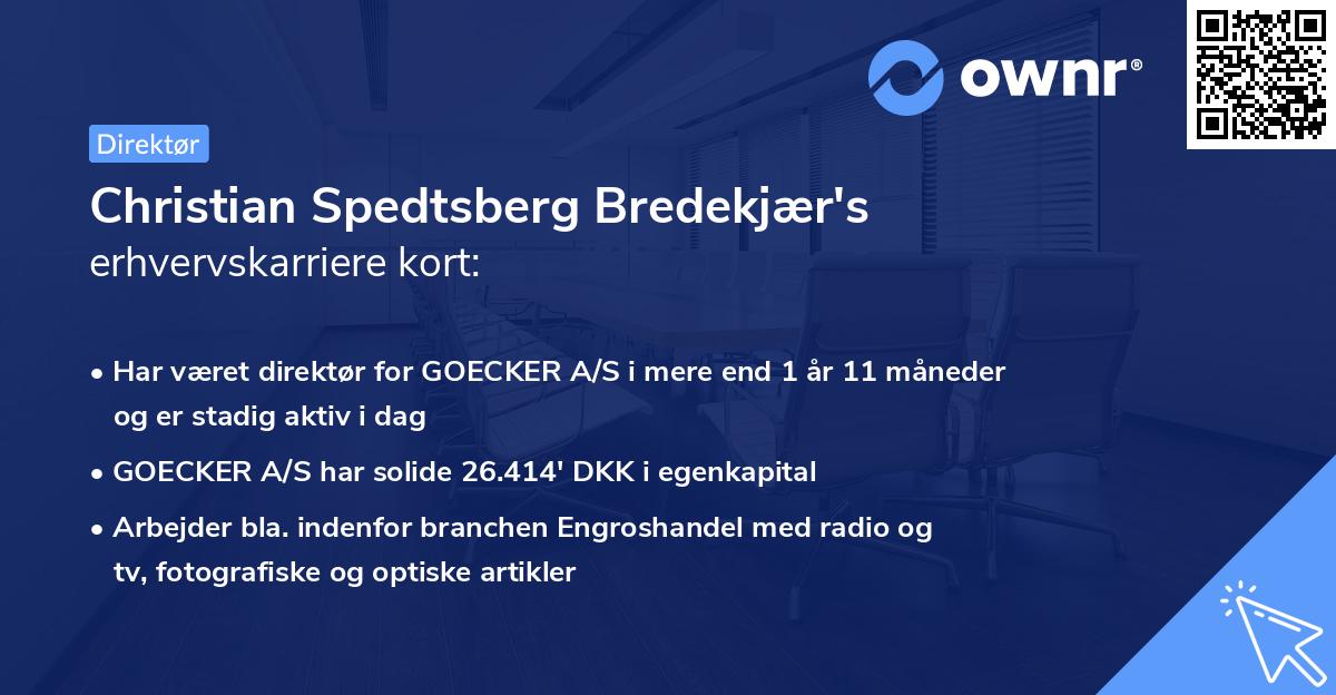 Christian Spedtsberg Bredekjær's erhvervskarriere kort