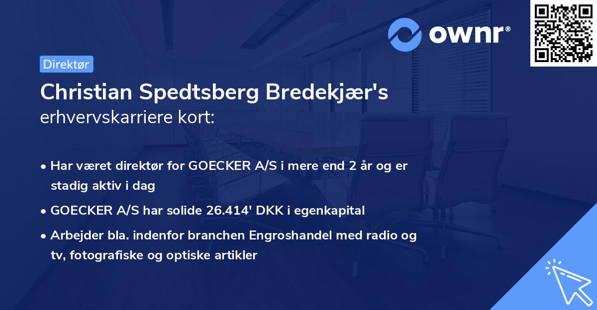 Christian Spedtsberg Bredekjær's erhvervskarriere kort