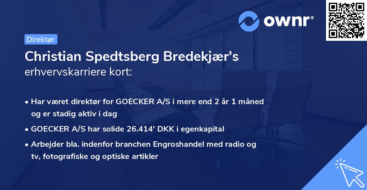 Christian Spedtsberg Bredekjær's erhvervskarriere kort