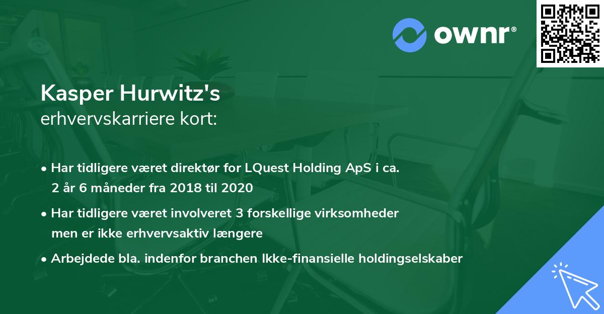 Kasper Hurwitz's erhvervskarriere kort