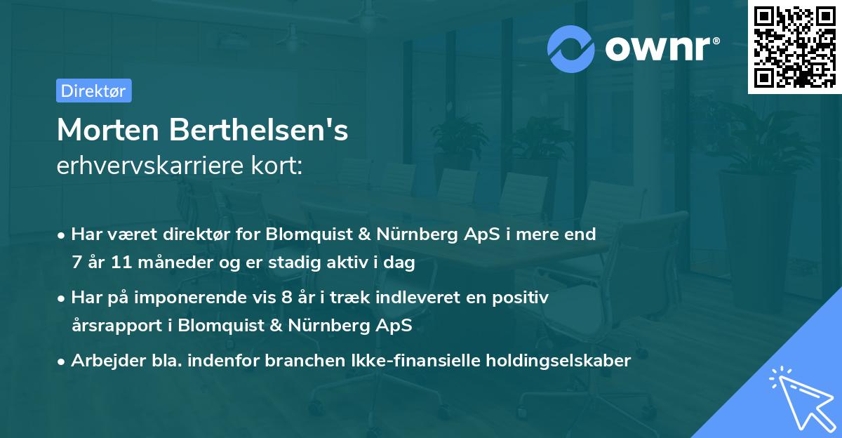 Morten Berthelsen's erhvervskarriere kort