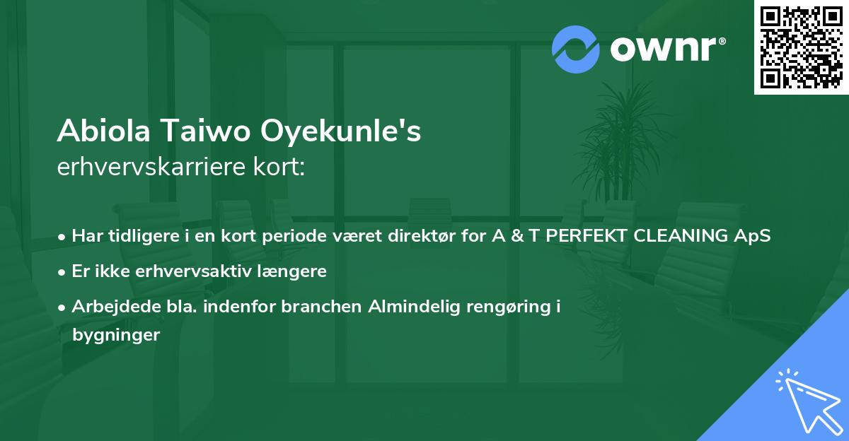 Abiola Taiwo Oyekunle's erhvervskarriere kort