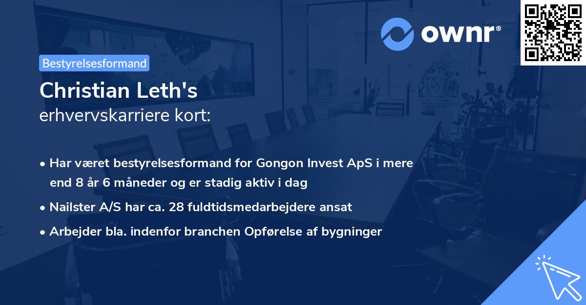 Christian Leth's erhvervskarriere kort