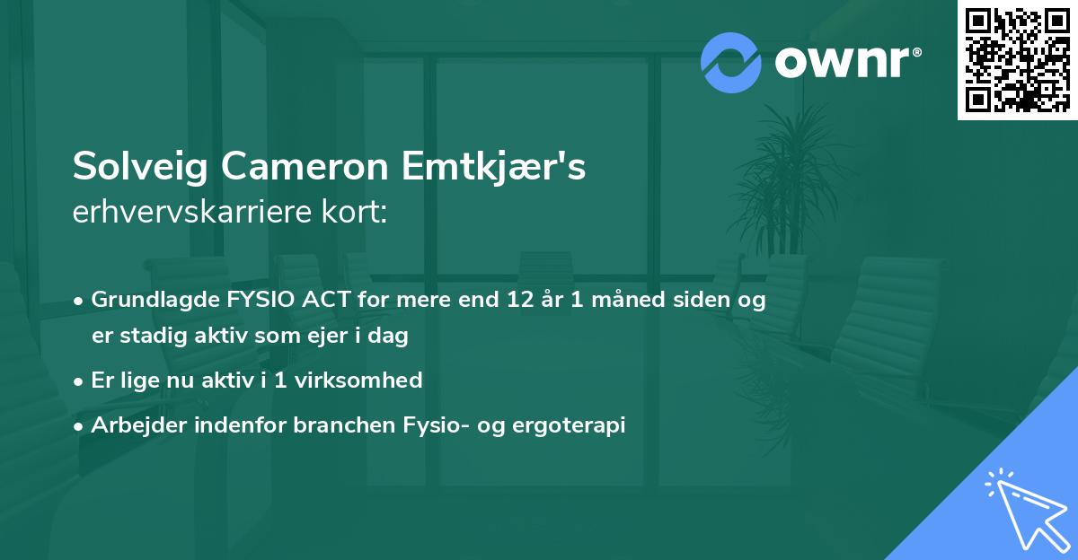 Solveig Cameron Emtkjær's erhvervskarriere kort