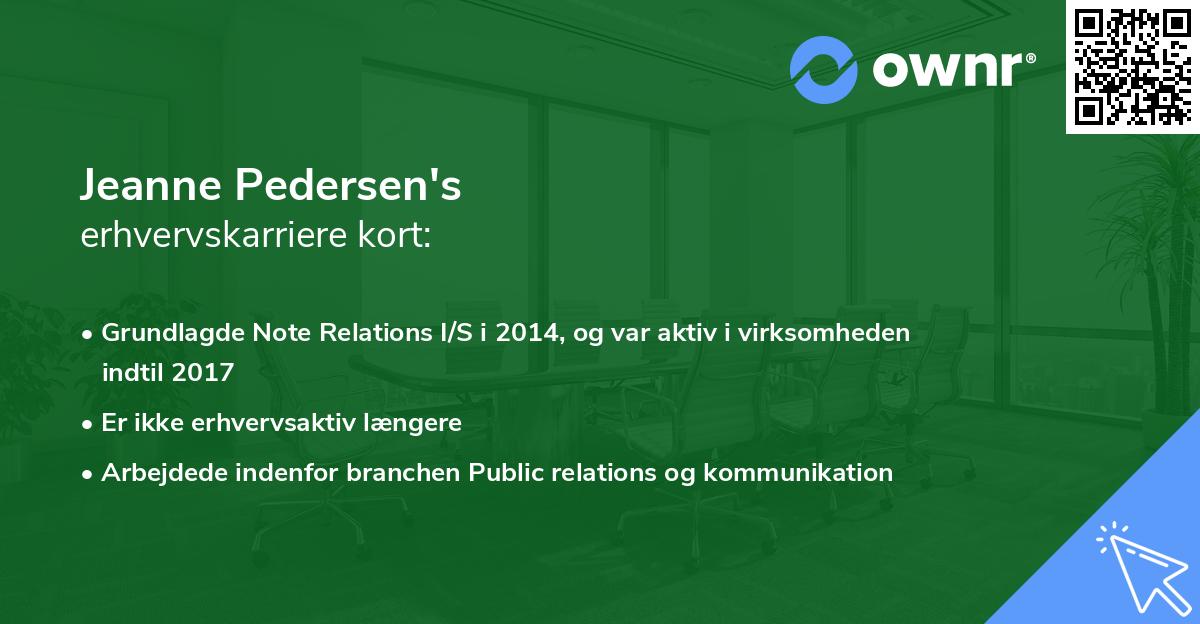 Jeanne Pedersen's erhvervskarriere kort