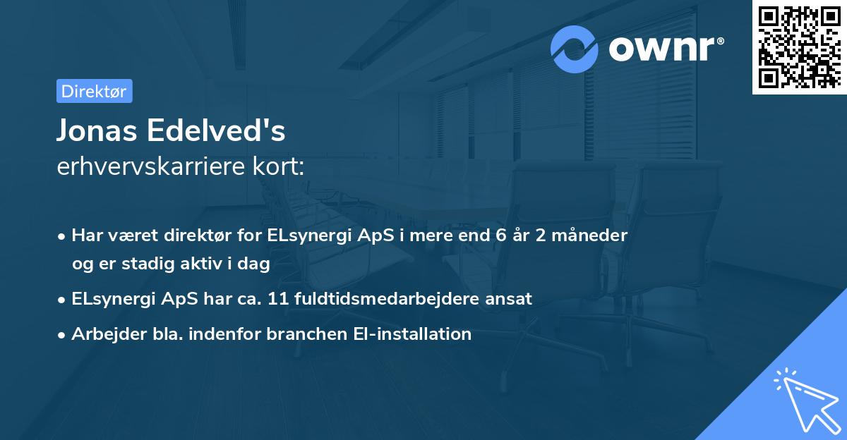 Jonas Edelved's erhvervskarriere kort