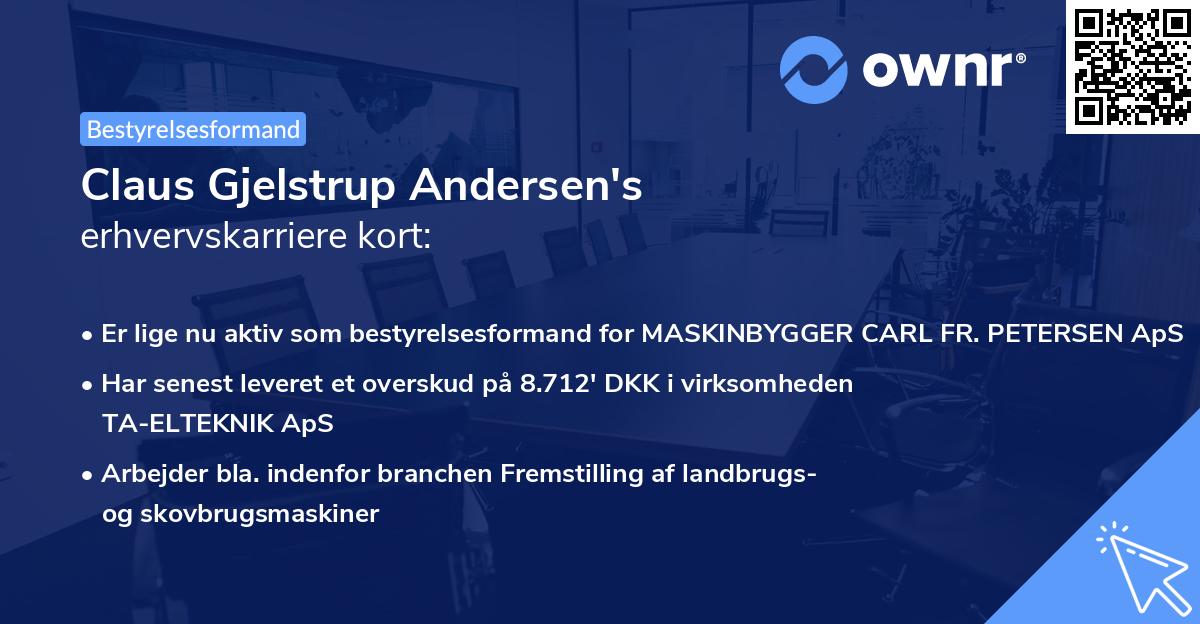 Claus Gjelstrup Andersen's erhvervskarriere kort