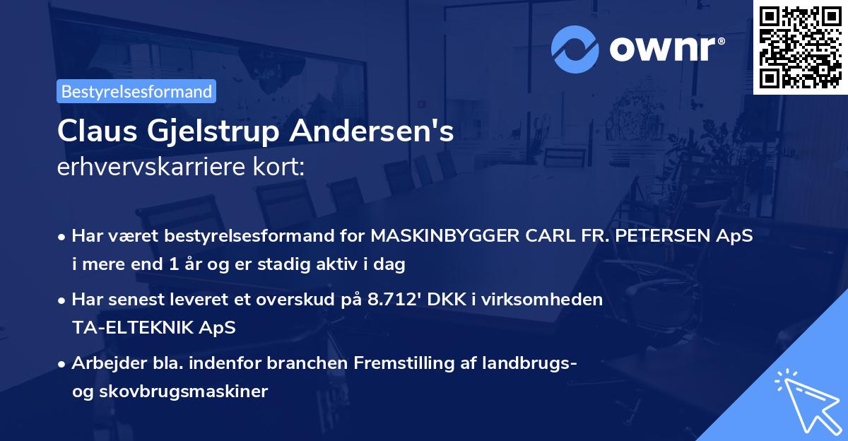 Claus Gjelstrup Andersen's erhvervskarriere kort