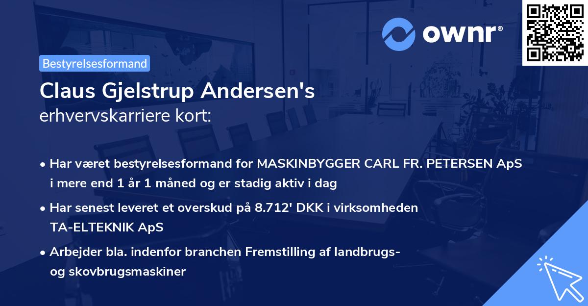 Claus Gjelstrup Andersen's erhvervskarriere kort