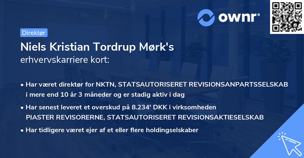 Niels Kristian Tordrup Mørk's erhvervskarriere kort