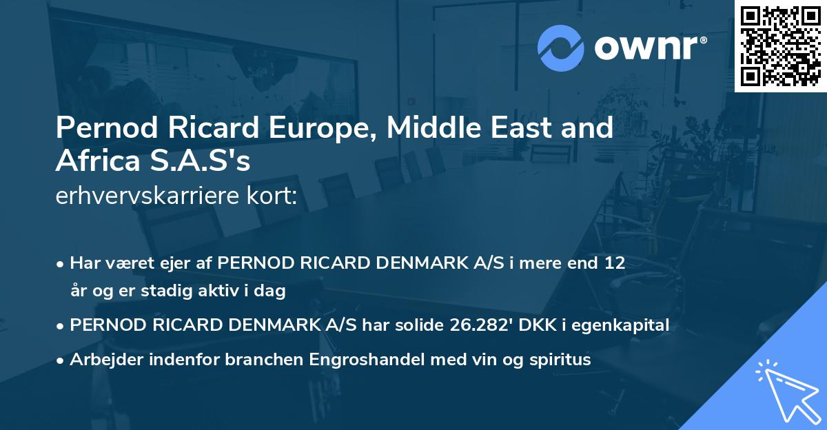 Pernod Ricard Europe, Middle East and Africa S.A.S's erhvervskarriere kort