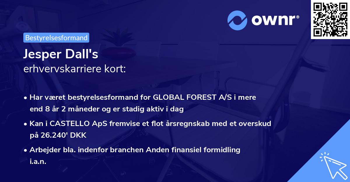 Jesper Dall's erhvervskarriere kort