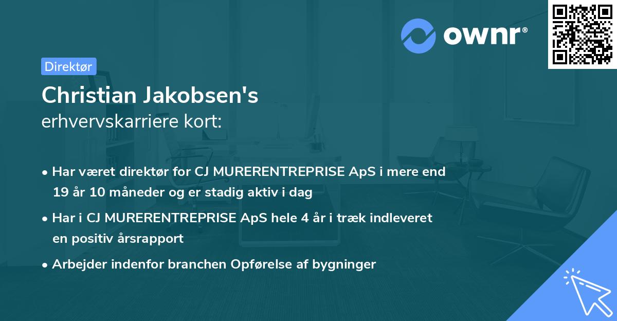 Christian Jakobsen's erhvervskarriere kort