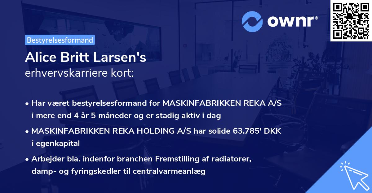 Alice Britt Larsen's erhvervskarriere kort