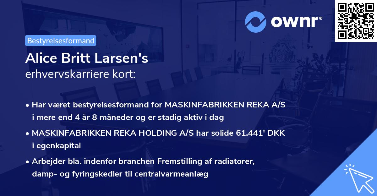 Alice Britt Larsen's erhvervskarriere kort