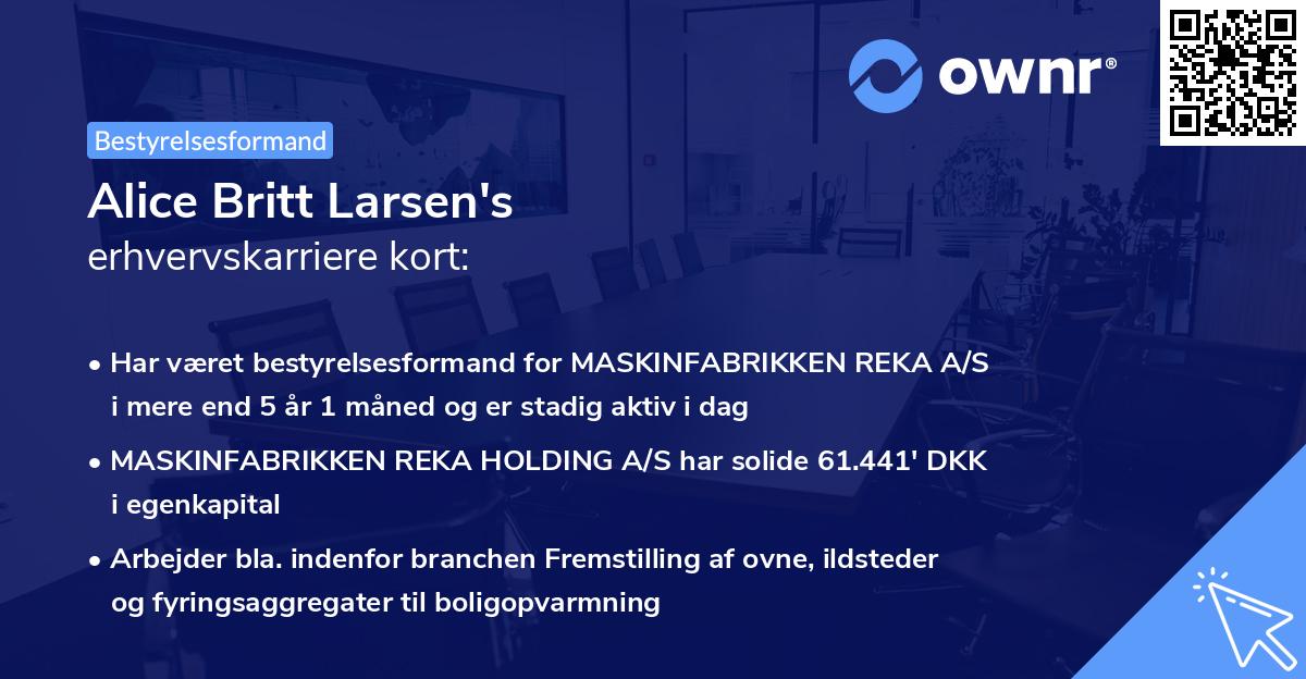 Alice Britt Larsen's erhvervskarriere kort