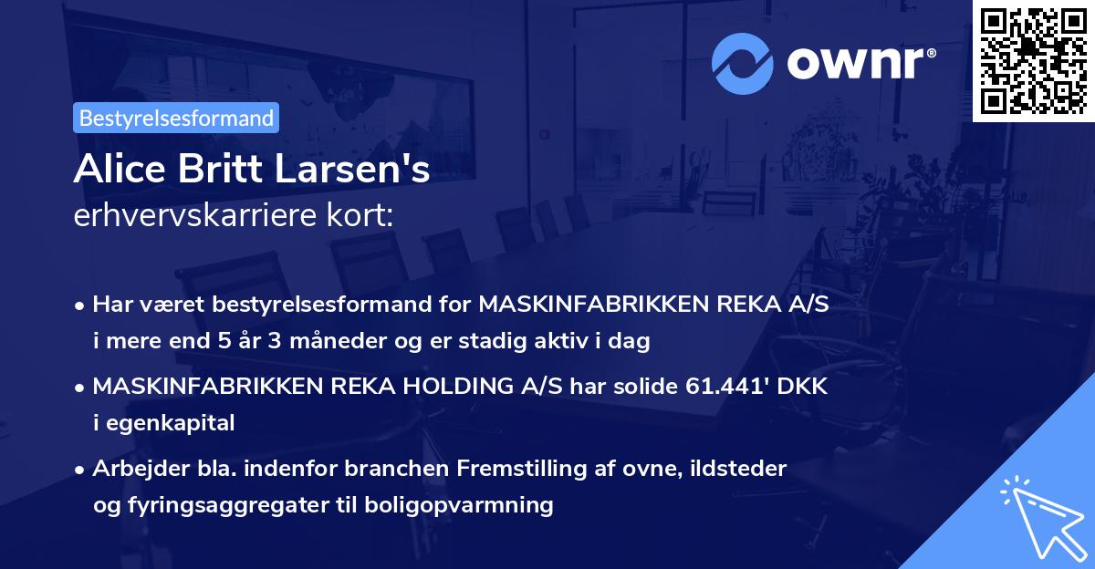 Alice Britt Larsen's erhvervskarriere kort
