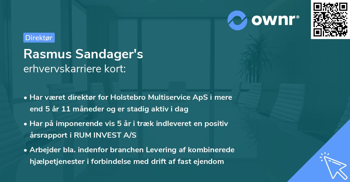 Rasmus Sandager's erhvervskarriere kort
