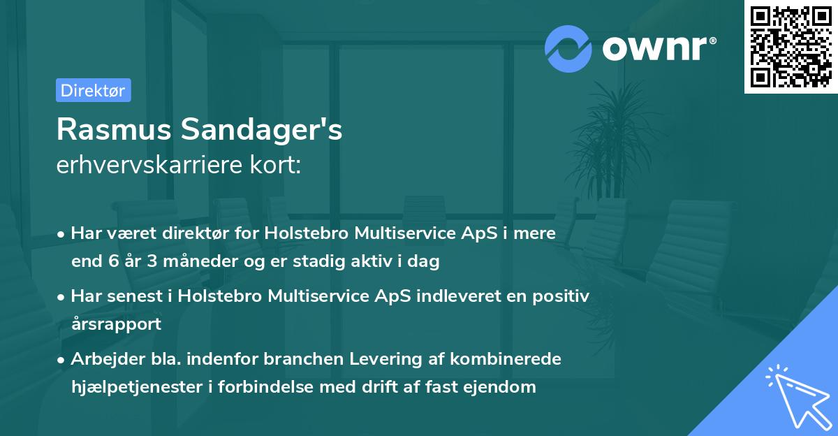 Rasmus Sandager's erhvervskarriere kort