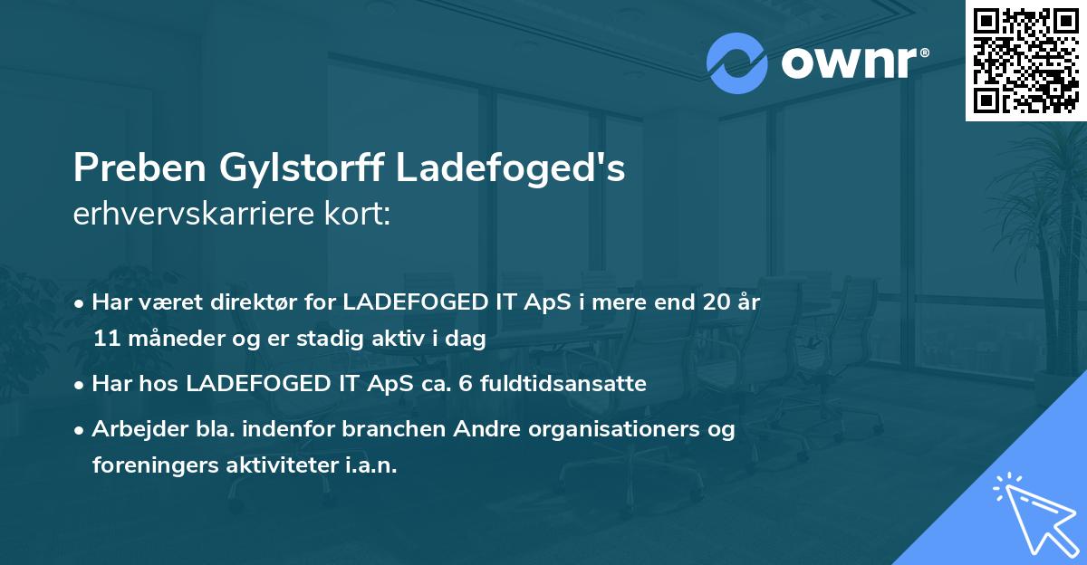 Preben Gylstorff Ladefoged's erhvervskarriere kort