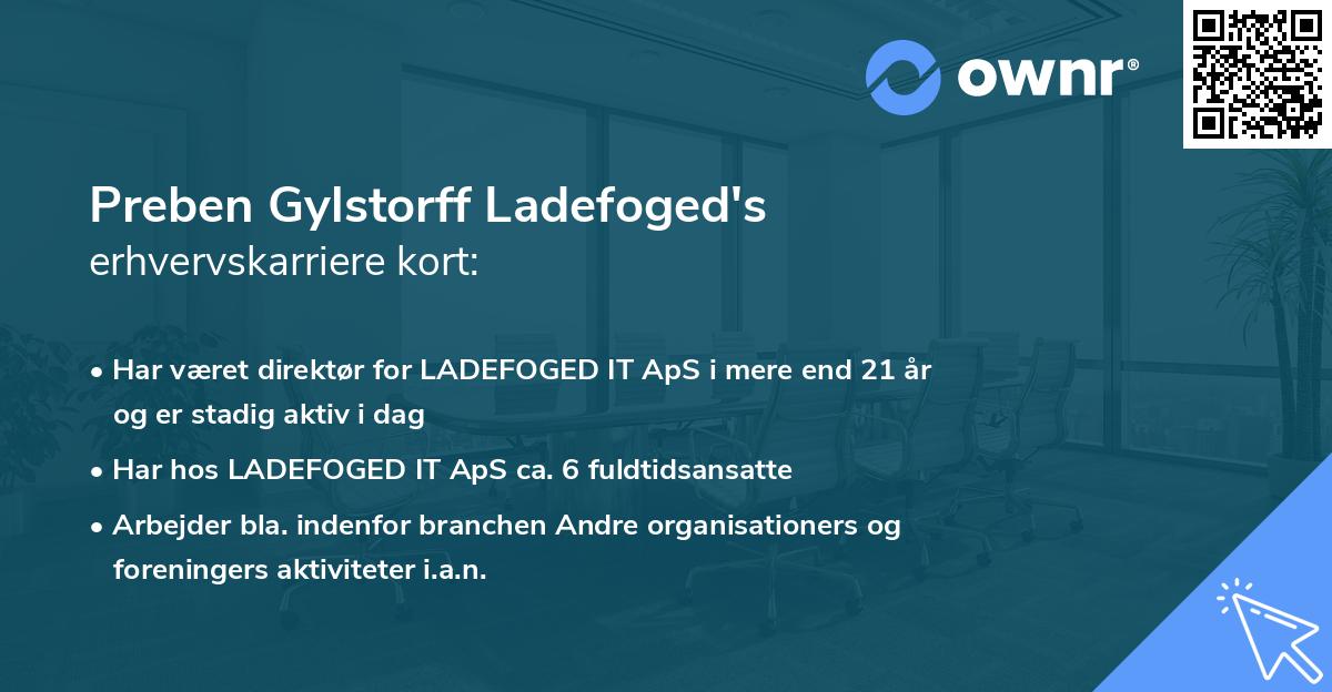 Preben Gylstorff Ladefoged's erhvervskarriere kort