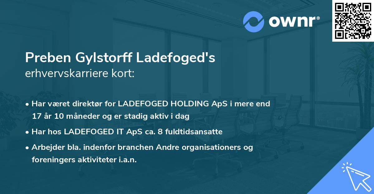 Preben Gylstorff Ladefoged's erhvervskarriere kort